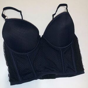 Vintage Y2K Hot Topic Morbid Threads Black Push Up Mesh/Fishnet Bustier Bra 34B